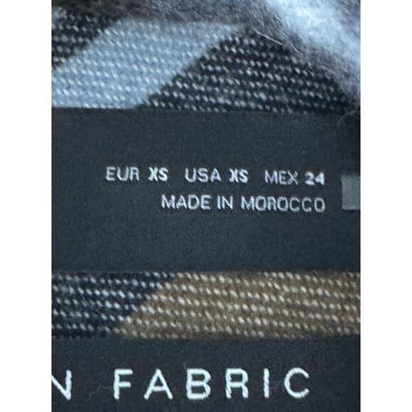 Zara Woman's Sz XS Blue Brown Plaid Wool Blend Italian Fabric Jacket Shacket - Picture 6 of 11